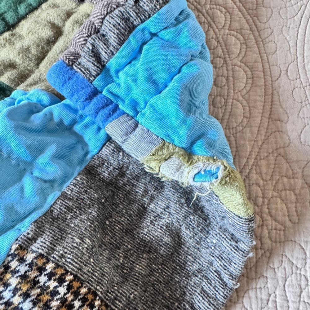 Patchwork Quilt Unique Vintage Handmade Blanket‎ Cozy Bohemian Eclectic Colorful - Picture 13 of 15